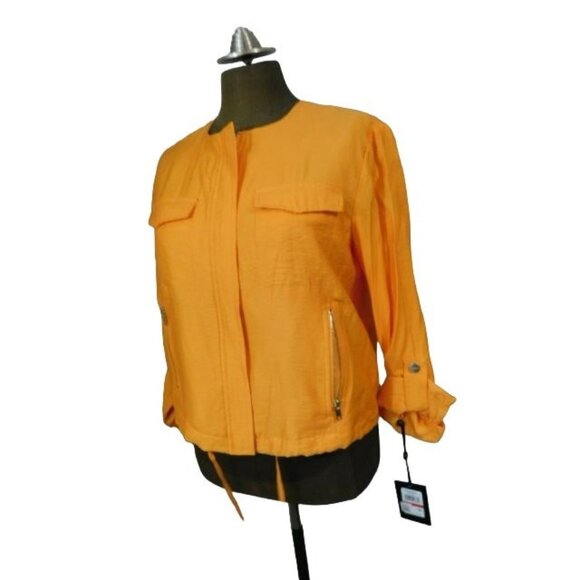 DKNY Size XS Zip Front Lined Tab Sleeve Jacket  NWT $119 - Picture 2 of 3